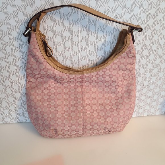 Pink Nine West Shoulder Bag Purse Geometric Pattern with Matching Coin Purse - Picture 2 of 11